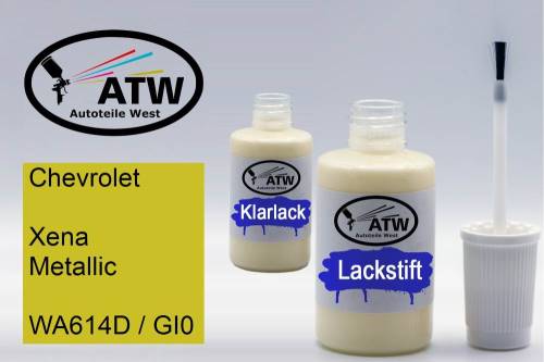 Chevrolet, Xena Metallic, WA614D / GI0: 20ml Lackstift + 20ml Klarlack - Set, von ATW Autoteile West.